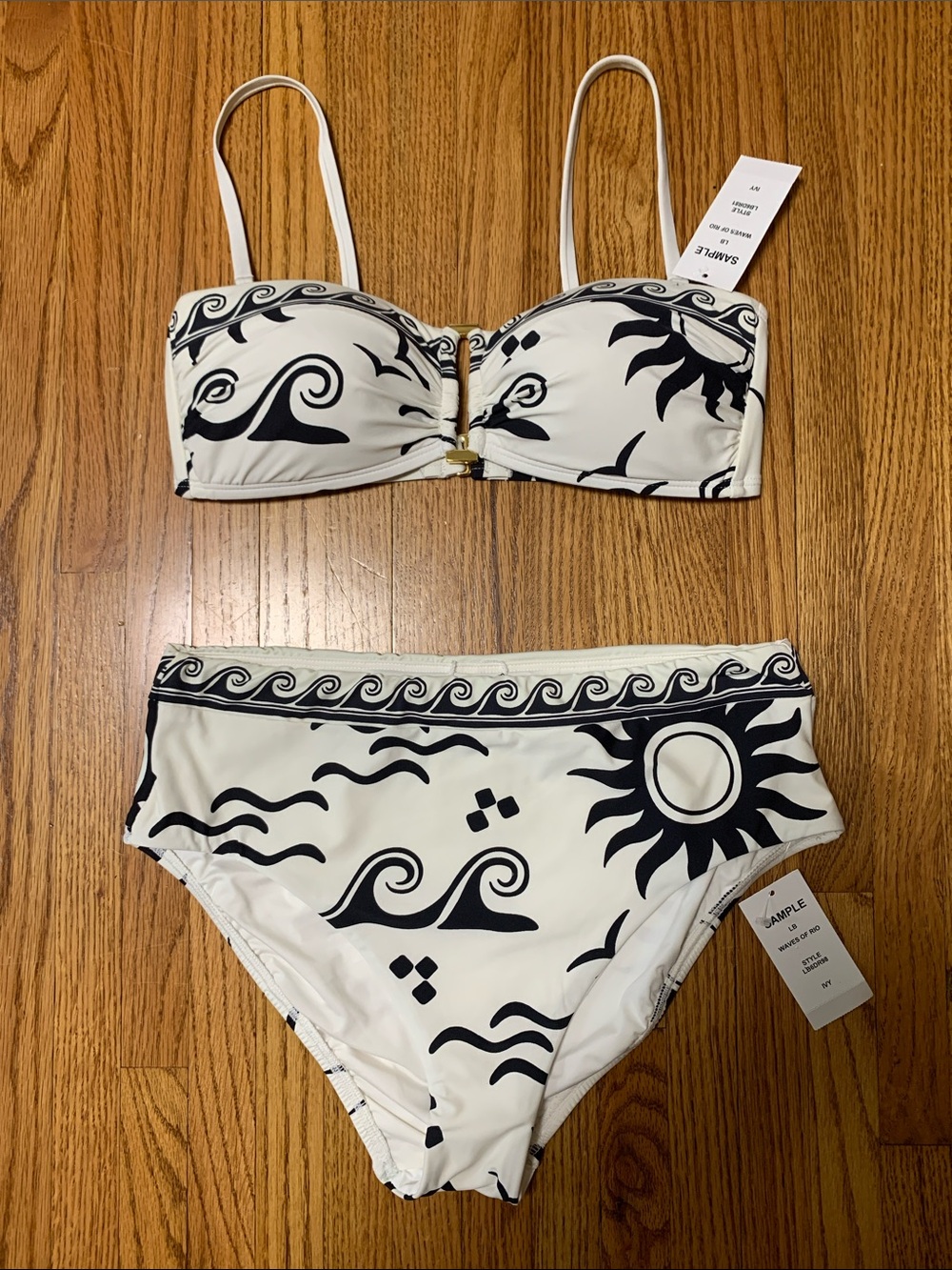 La Blanca swimsuit - strapless bandeau bathing suit black and white waves of Rio